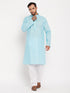 Vastramay Men's Aqua Cotton Kurta